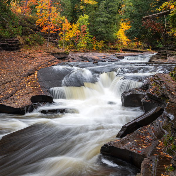 Autumn waterfall scene in Wisconsin