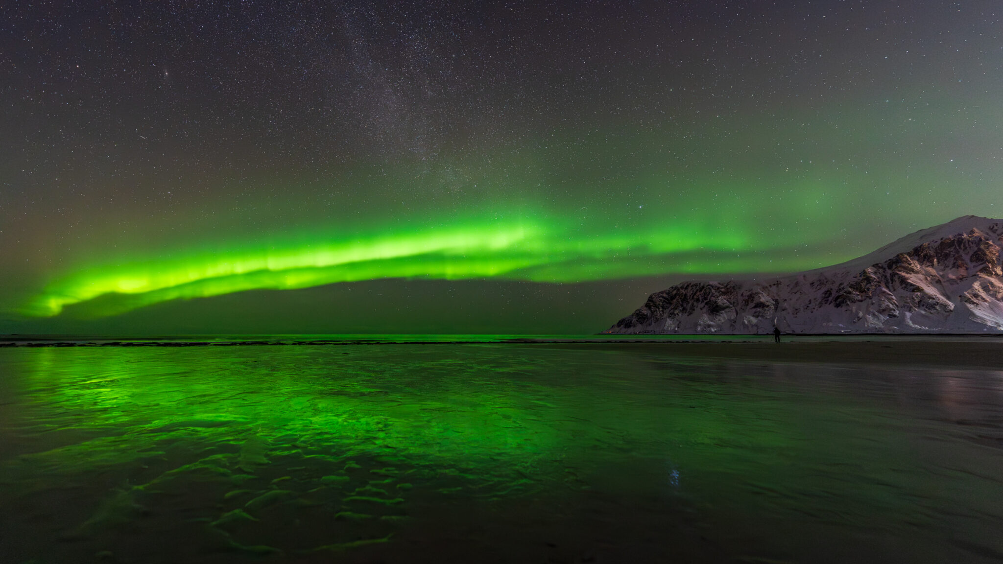 The Aurora and Milky Way share the same Lofoten Norway sky